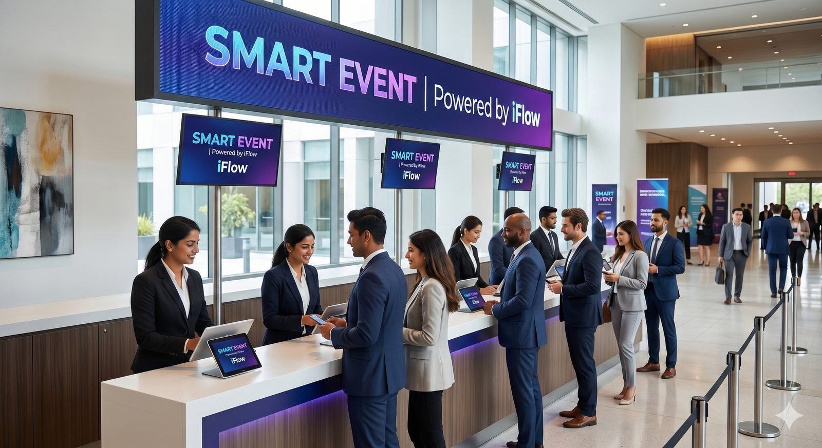 Registration desk at a corporate conference